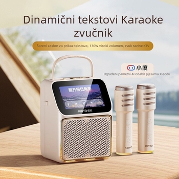 Karaoke zvučnik s prikazom tekstova i ugrađenim mikrofonom, Bluetooth 5.0, dva zvučnika, baterija 4000–6000 mAh
