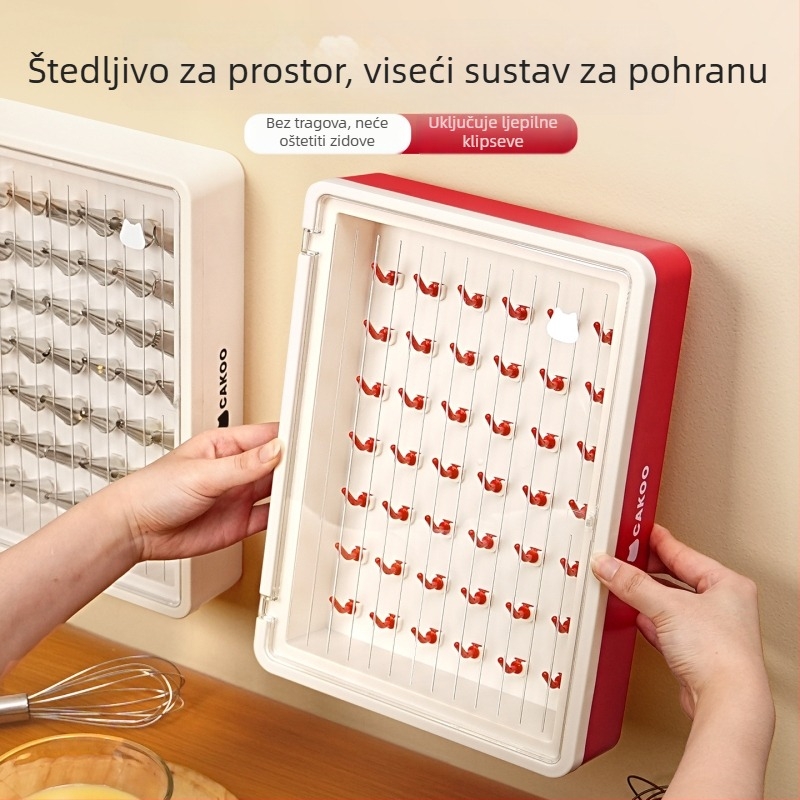 Zidna kutija za pohranu ukrasnih mlaznica s vratima — prozirna, otporna na prašinu, velika zapremina, za kućnu izradu peciva
