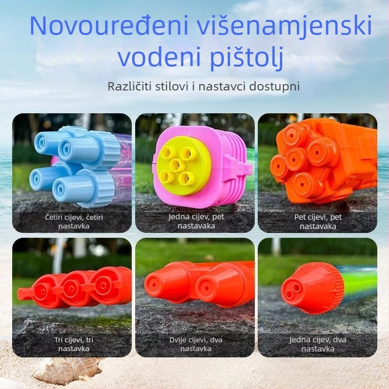 Igračka vodeni pištolj – visoki tlak, dugi domet, plastika, vučni mehanizam, za uzrast 15–35 godina.