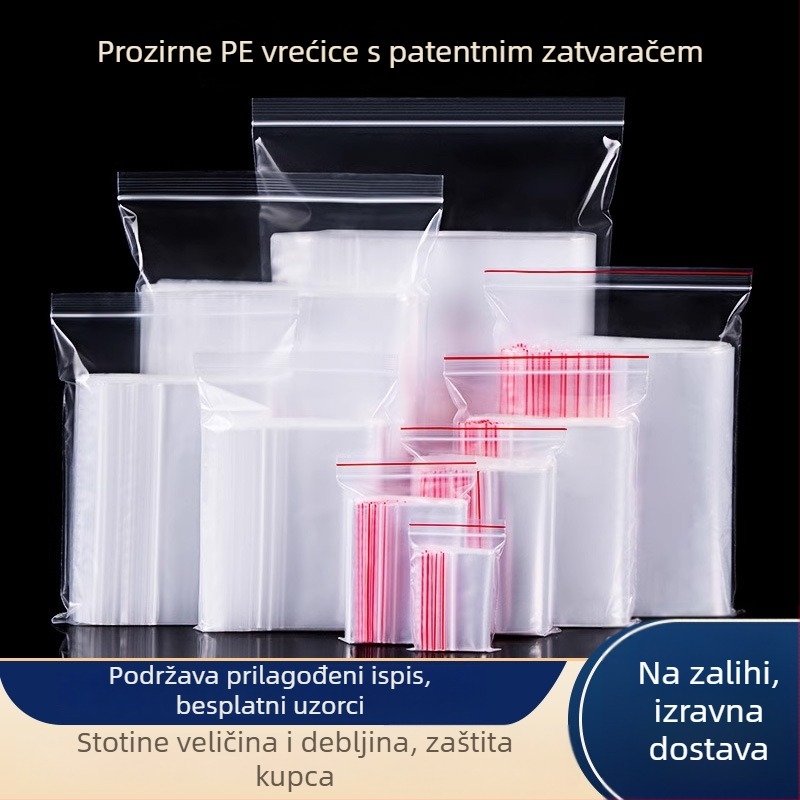 Prozirne PE samouzavarujuće vrećice, prehrambena ambalaža, debljina 100 mm, razne veličine za skladištenje