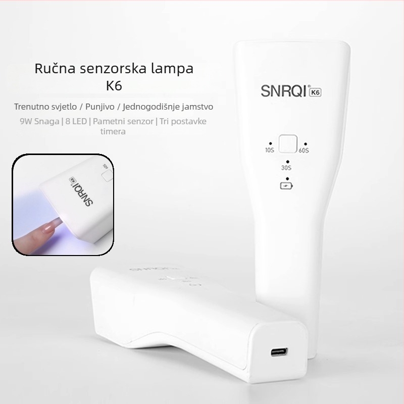 SNRQI K6 Ručna fototerapijska lampa – Bežično-indukcijska mini lampa za fototerapiju noktiju, prijenosna lampa za sušenje gel lakova