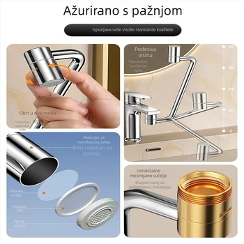 Produženje slavine s robotskim rukom i okretno teleskopskim izljevom za umivaonik i kuhinju – Model lt036; Nehrđajući čelik; Elektroplatiranje; Moderan minimalistički stil