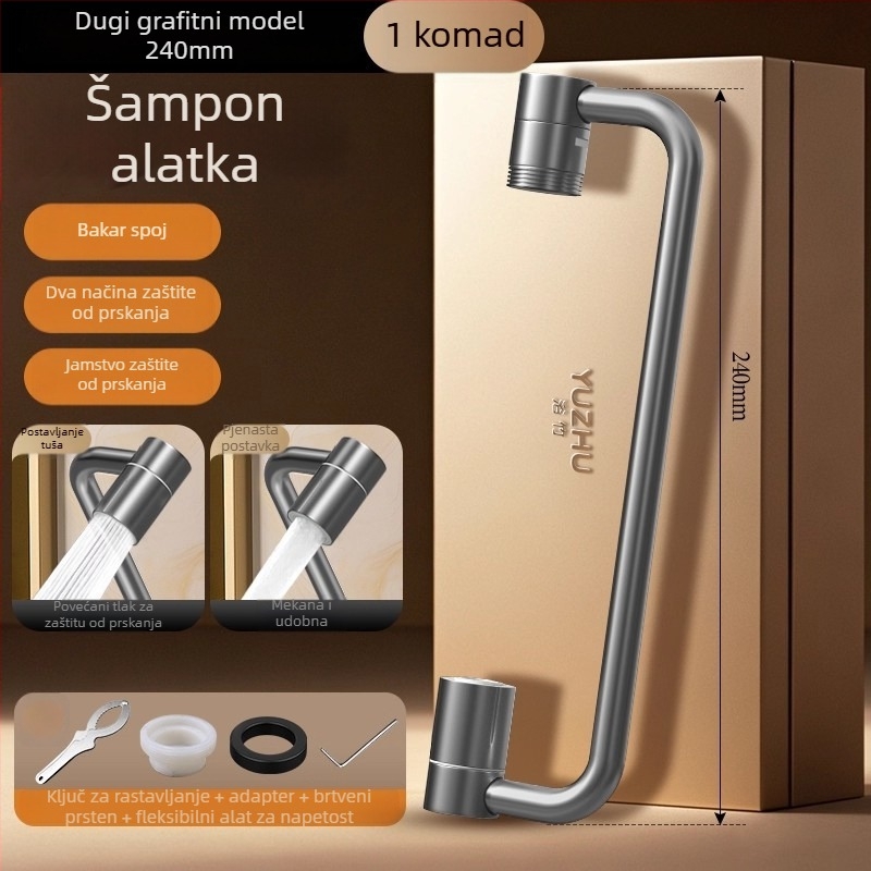 Produženje slavine s robotskim rukom i okretno teleskopskim izljevom za umivaonik i kuhinju – Model lt036; Nehrđajući čelik; Elektroplatiranje; Moderan minimalistički stil