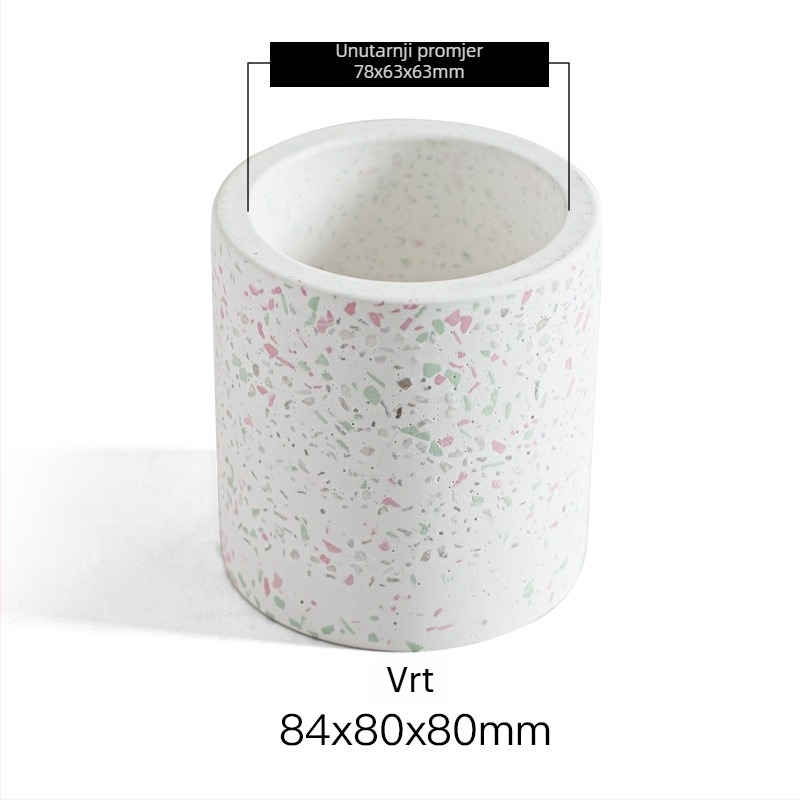 Držač za četkicu za zube od diatomita i gline, terrazzo stil; montaža bez bušenja; tisak logotipa; prilagodba dostupna; pakiranje 60 komada