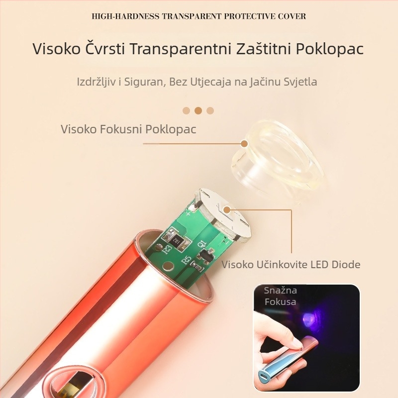 Lampa za nokte, ručna UV lampa za umjetničko nokte, brzo sušenje, punjiva, mini reflektor, model Qz-2019