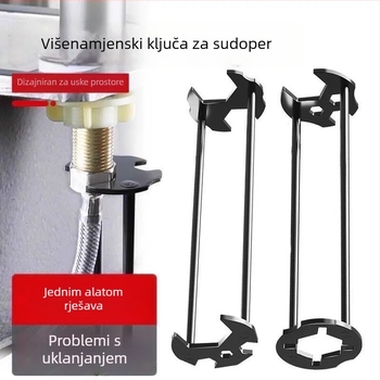 Višenamjenski ključ za sudoper — Pet u jedan za instalaciju i popravak slavine u kupaonici — čelik, premaz sprejem