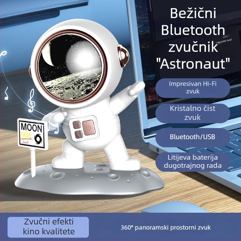 Novi Bluetooth zvučnik s temom astronauta, kompaktni prijenosni zvučnik za vanjsku upotrebu, slot za memorijsku karticu, visokokvalitetan zvuk, bežični