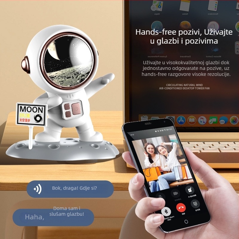 Novi Bluetooth zvučnik s temom astronauta, kompaktni prijenosni zvučnik za vanjsku upotrebu, slot za memorijsku karticu, visokokvalitetan zvuk, bežični