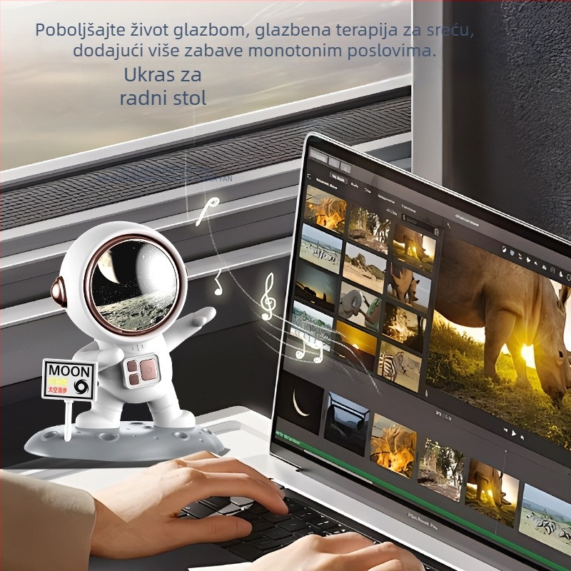 Novi Bluetooth zvučnik s temom astronauta, kompaktni prijenosni zvučnik za vanjsku upotrebu, slot za memorijsku karticu, visokokvalitetan zvuk, bežični