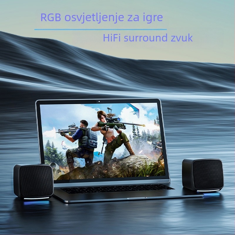 USB stolni desktop stereo zvučnici za računalo, dva zvučnika, 5V, 6W, 3D Surround / Virtual Surround, 3,5 mm ulaz, MP3 reprodukcija