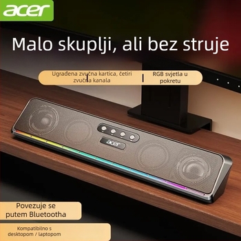 RGB zvučna traka za stolno računalo s kabelskom i Bluetooth povezanošću, 2.0 kanala, model Acer osk120