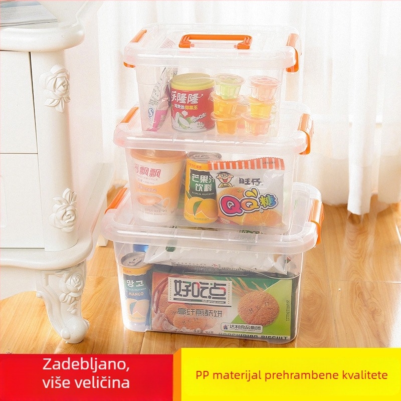 Prozirna plastična kutija za skladištenje s poklopcem, kućna upotreba – višestruka kutija za igračke, odjeću i grickalice