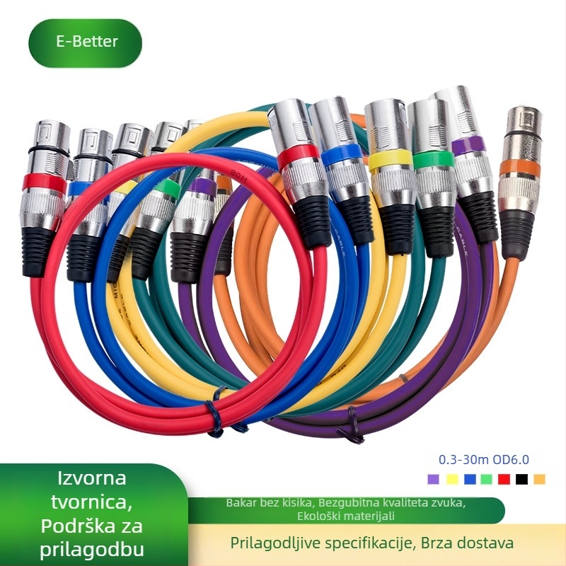 XLR audio kabel set, muško–ženski, niklani konektori, jezgro od čistog bakra, bakar bez kisika, težina 0,5 kg