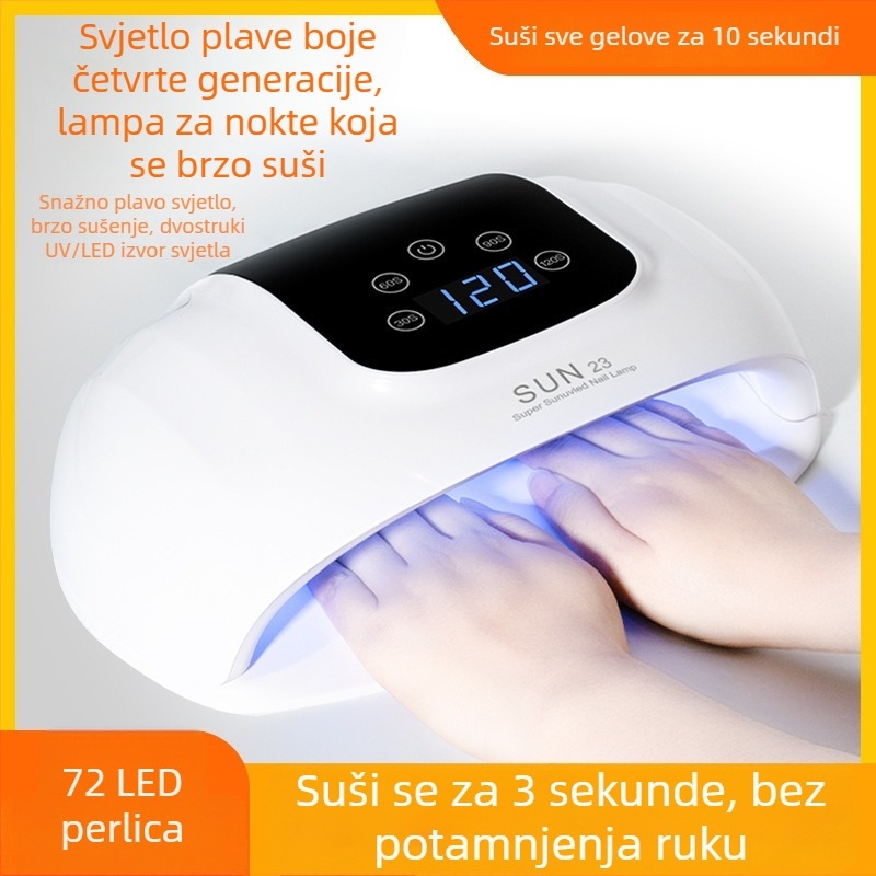 LED lampa za manikuru s dodirnim zaslonom i fototerapijom, brzo sušenje za 10 sekundi, jaka snaga, ne potamnjuje ruku, lampa za sušenje noktiju