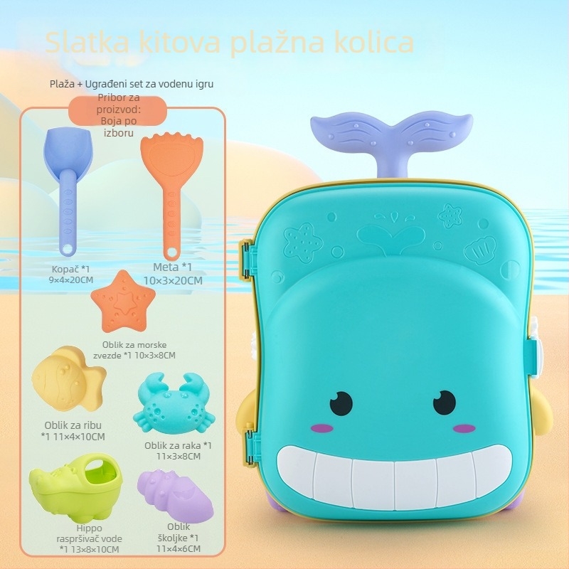 Igračka za pijesak i vodu s motivom kita – plastični set alata za pijesak za djecu 7–14 godina