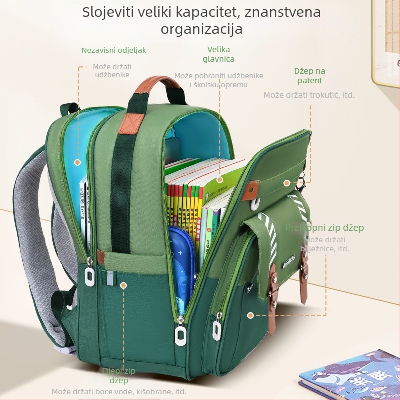 Unisex školski ranac za 5.–6. razred, Nylon/Poliester, vodootporan, ultra lagan, smanjuje teret