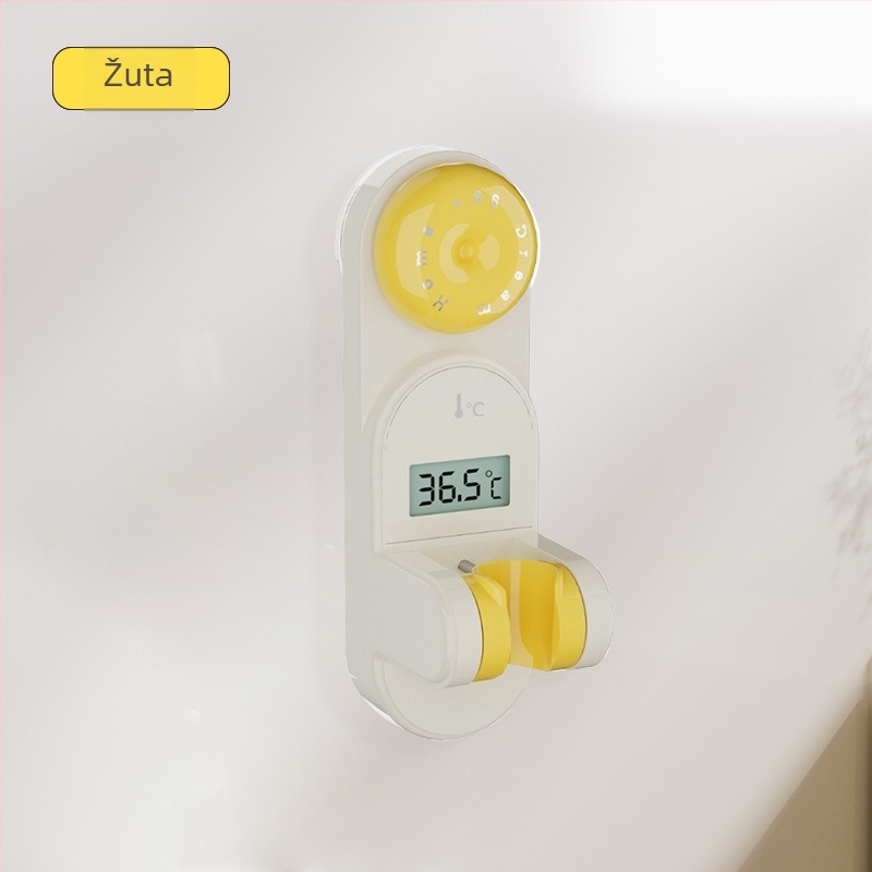 Držač za tuš bez bušenja s prikazom temperature, upozorenjem protiv opeklina, univerzalnom okretna mlaznicom, prilagodljiv za djecu