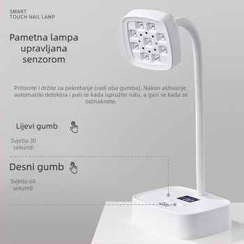 Stolna punjiva lampa za manikuru s dizajnom lotosa, senzor, brzo sušenje, naljepnice za nokte i alat za rhinestones, LED