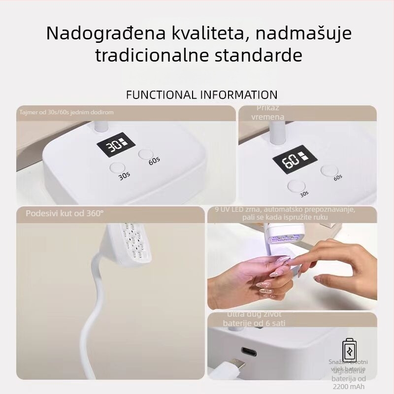 Stolna punjiva lampa za manikuru s dizajnom lotosa, senzor, brzo sušenje, naljepnice za nokte i alat za rhinestones, LED