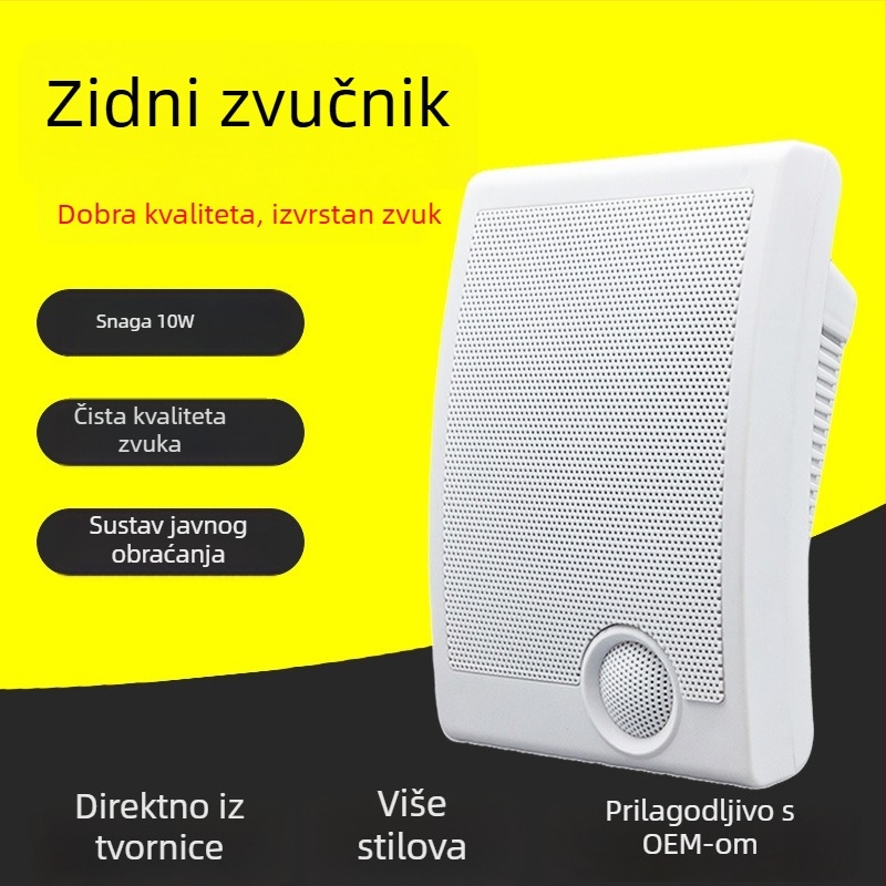 Zidni zvučnik BG-05 s dvostrukim rogom, 10W izlaz, raspon frekvencija 100 Hz–20 kHz, SNR ≥75 dB, Bluetooth 4.1
