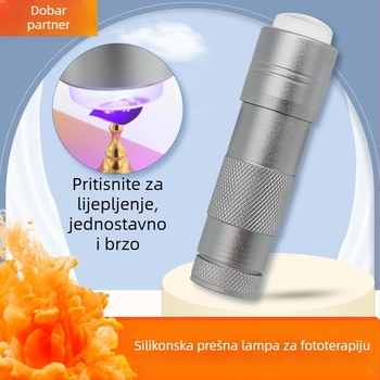 Lampa za njegu noktiju sa silikonskim pritisknim svjetlom, ručna lupa za reljef i otisak sa šljokicama, mini prijenosna fototerapijska lampa za nokte