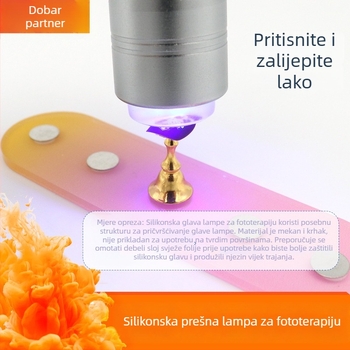 Lampa za njegu noktiju sa silikonskim pritisknim svjetlom, ručna lupa za reljef i otisak sa šljokicama, mini prijenosna fototerapijska lampa za nokte