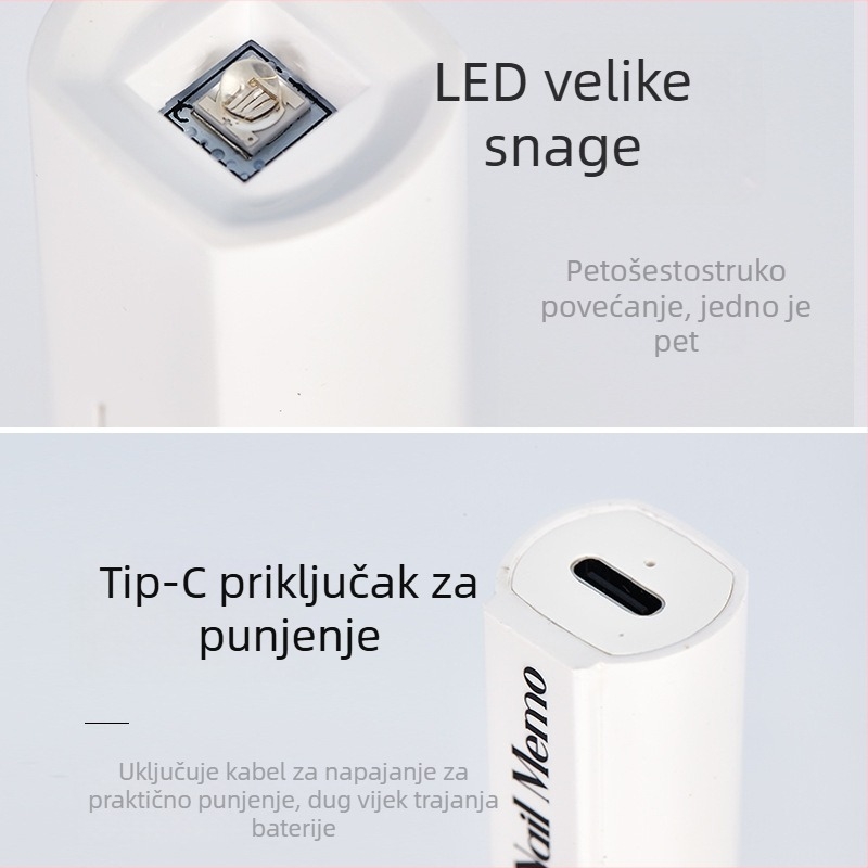 Ručna lampica za nokte u obliku štapa, prijenosna punjiva LED lampa za brzo sušenje noktiju