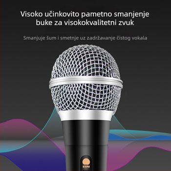 MQ-104 dinamički žični ručni mikrofon za kućnu upotrebu, PC i karaoke — ulaz 5V, frekvencijski raspon 40 Hz–20 kHz, SNR ≥70 dB