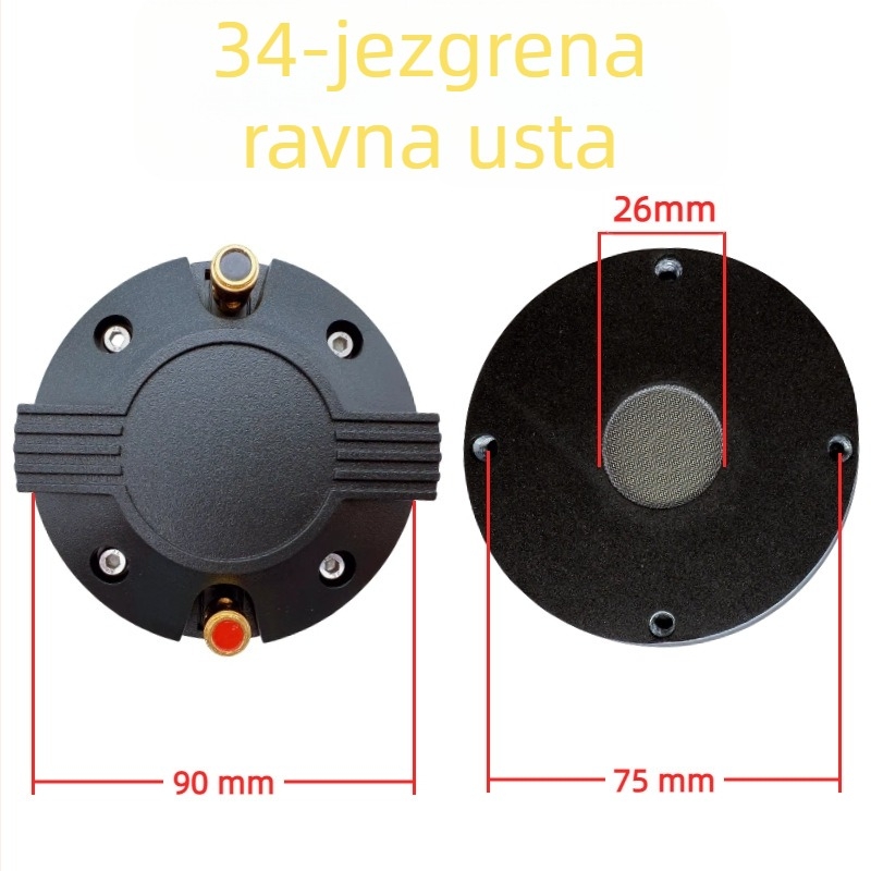 Visokofrekvencijski drajver s titanijskom membranom, vanjskim magnetskim krugom i horn-load dizajnom