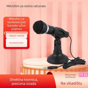 YY-800 Stolni žični mikrofon sa stalkom, raspon frekvencija 40 Hz–20 kHz, SNR ≥60 dB, nominalna snaga 50