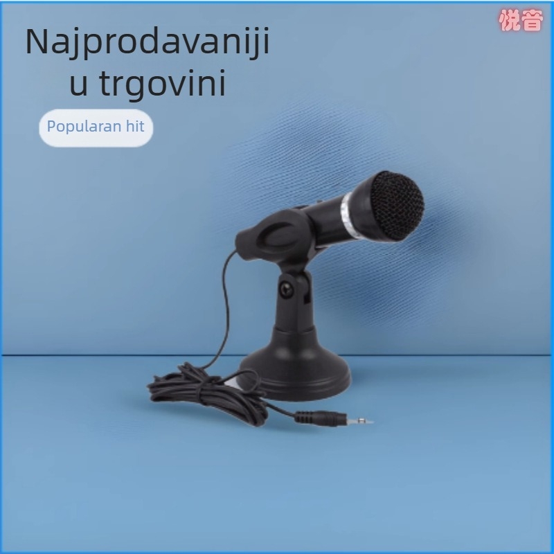 YY-800 Stolni žični mikrofon sa stalkom, raspon frekvencija 40 Hz–20 kHz, SNR ≥60 dB, nominalna snaga 50