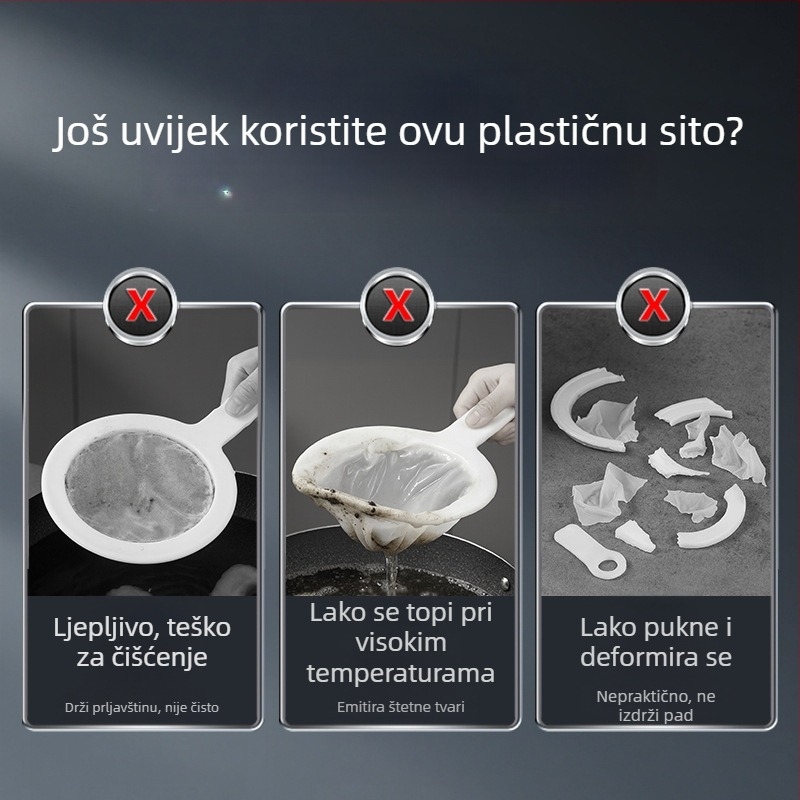 Nehrđajući čelični kuhinjski sito za filtriranje ulja | Marka Youqin • Materijal: 304 nehrđajući čelik • Porijeklo: Wenzhou • Lansiranje: 2025 • Stil: Moderna jednostavnost