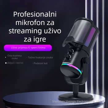 Profesionalni kondenzatorski mikrofon za live gaming streaming (Brand: AUDIMATRIX; Napajanje: 5V; Baterija: Bez baterije; Raspon frekvencija: 100Hz-20kHz)