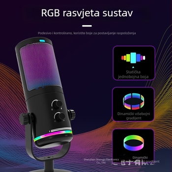 Profesionalni kondenzatorski mikrofon za live gaming streaming (Brand: AUDIMATRIX; Napajanje: 5V; Baterija: Bez baterije; Raspon frekvencija: 100Hz-20kHz)
