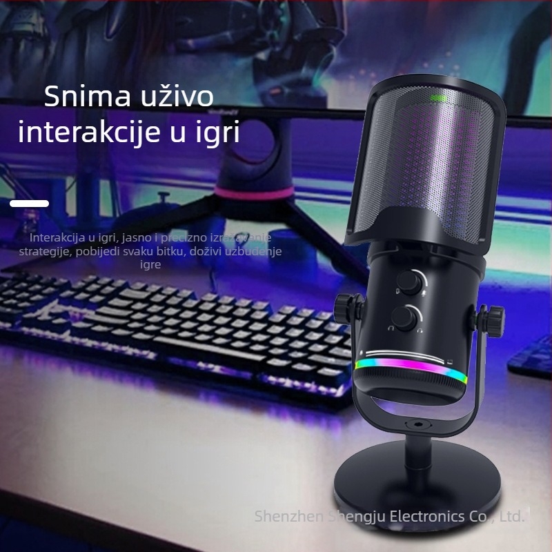 Profesionalni kondenzatorski mikrofon za live gaming streaming (Brand: AUDIMATRIX; Napajanje: 5V; Baterija: Bez baterije; Raspon frekvencija: 100Hz-20kHz)