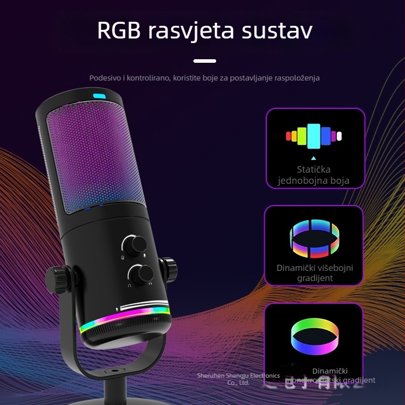 Profesionalni kondenzatorski mikrofon za live gaming streaming (Brand: AUDIMATRIX; Napajanje: 5V; Baterija: Bez baterije; Raspon frekvencija: 100Hz-20kHz)