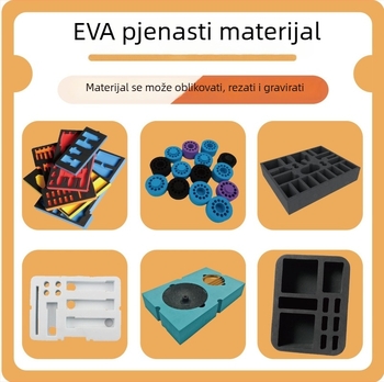 38° EVA pjena ploča visoke gustoće, vatrootporan materijal, prilagodljiva obrada; pogodna za zrakoplovstvo, precizne instrumente, vojnu opremu, umetke u kutije alata, medicinske alate i ambalažu za kozmetiku