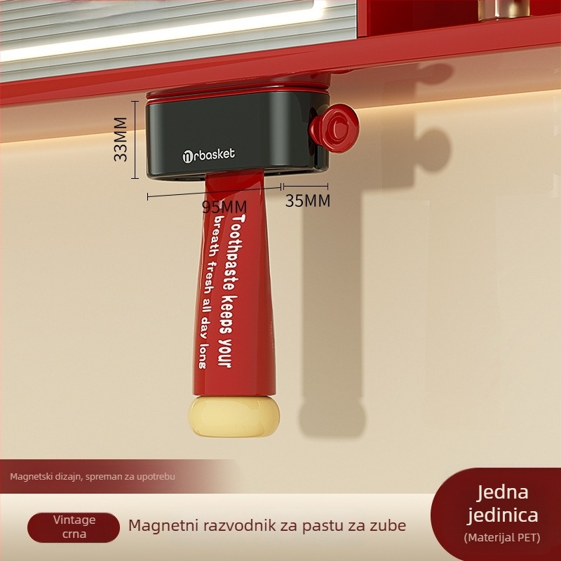 Stlačivač paste za zube, zidni ogledni ormarić s magnetskim dnom, prostor za kremu za ruke i sredstvo za pranje lica, model AJQ1648