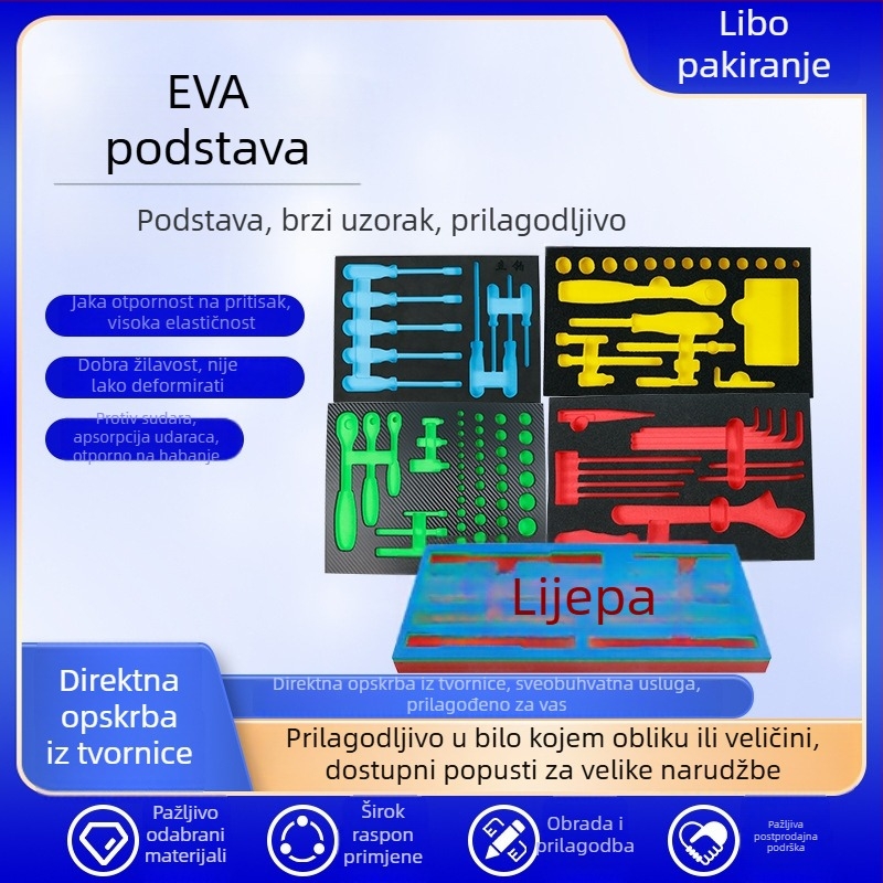 EVA obložna podloga za visoko gusto pakiranje preciznih instrumenata, pjena ublažavanja udara, graviranje dostupno, više boja, gustoća 20/30/38 kg/m³