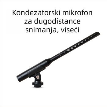 Vješeni kondenzatorski mikrofon za studij, nastavu i snimanje | superkardioidni uzorak | raspon frekvencija 20 Hz–20 kHz | SNR ≥70 dB | phantom napajanje 48V | bežična kompatibilnost