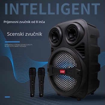 Bluetooth karaoke vanjski zvučnik s bežičnim mikrofonom, 30 W, frekvencijski raspon 40 Hz–20 kHz, SNR ≥70 dB, IPX2, ugrađena baterija
