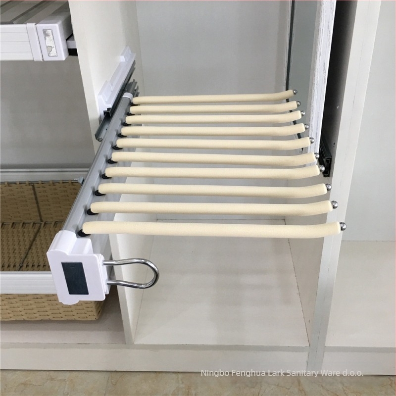Bočni držač za hlače u ormariću, model JH-128; materijali: plastika, aluminijska legura, ugljični čelik; elektroplatiranje; stil: moderni minimalistički; marka: Lucky