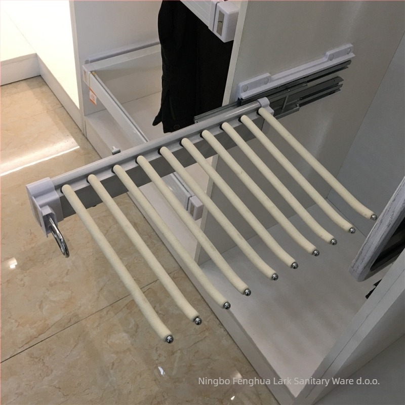Bočni držač za hlače u ormariću, model JH-128; materijali: plastika, aluminijska legura, ugljični čelik; elektroplatiranje; stil: moderni minimalistički; marka: Lucky