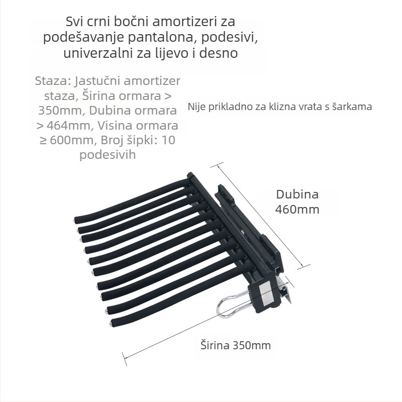 Bočni držač za hlače u ormariću, model JH-128; materijali: plastika, aluminijska legura, ugljični čelik; elektroplatiranje; stil: moderni minimalistički; marka: Lucky