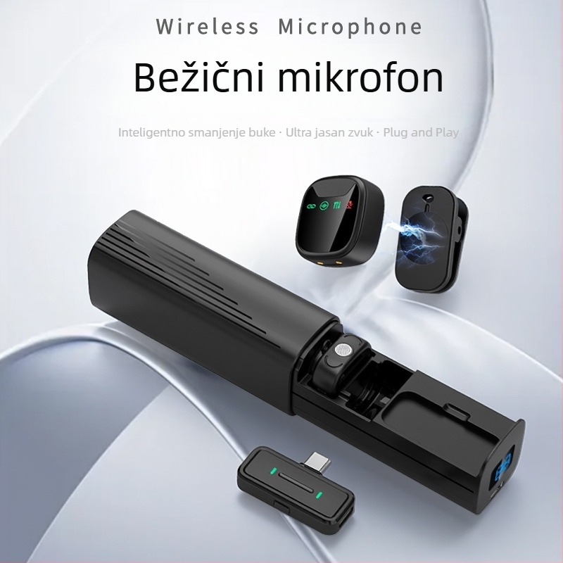 M19 bežični lavalier mikrofon za live streaming – Clip-On, 20Hz-20kHz, trajanje baterije 12 sati