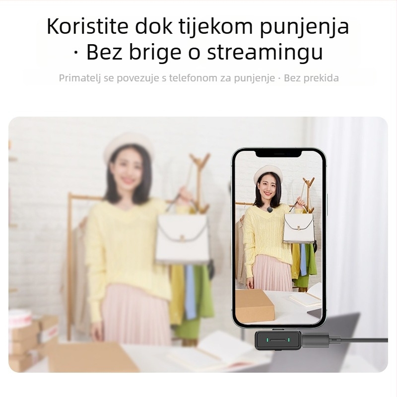 M19 bežični lavalier mikrofon za live streaming – Clip-On, 20Hz-20kHz, trajanje baterije 12 sati