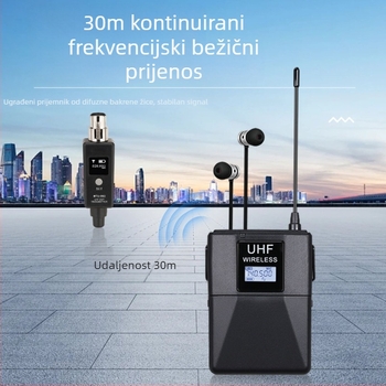 Bežični sustav In-Ear monitora za prijenos uživo s Bluetooth prijemnikom, predajnikom i mikrofonom
