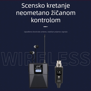 Bežični sustav In-Ear monitora za prijenos uživo s Bluetooth prijemnikom, predajnikom i mikrofonom