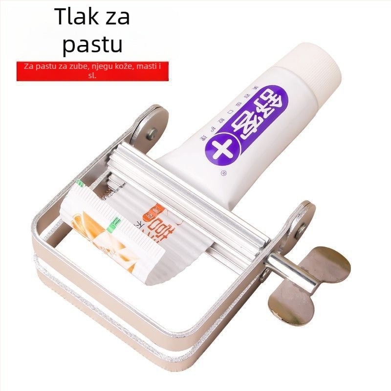 Ručni metalni ekstruder za pastu za zube, nehrđajući čelik, klips-stil dizajn (Materijal: nehrđajući čelik; Rad: ručni; Primjena: pasta za zube i paste za bojanje kose)