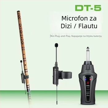 Aishangda DT-5 Mikrofoni za glazbene instrumente s ugrađenom baterijom, frekvencijski raspon 30 Hz–15 kHz, SNR ≥85 dB, trajanje baterije 6–8 h